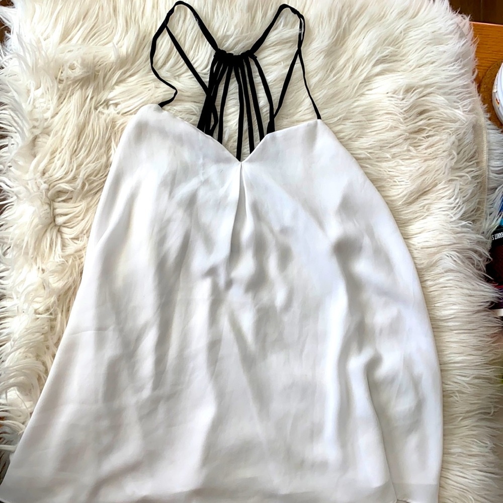 Express White Blouse with Black Straps